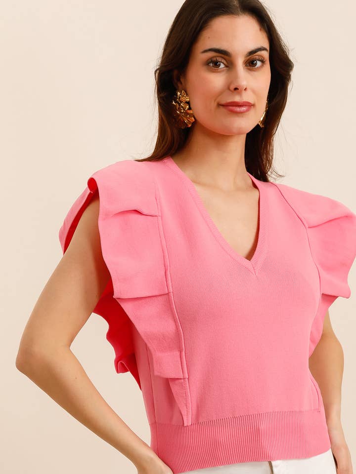 Frime - Wholesale Blouse - Women's - Sleeveless ruffled top - 23380