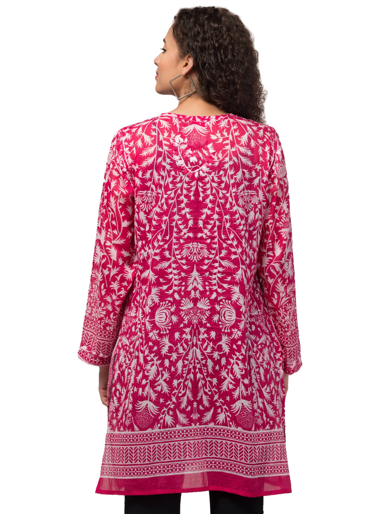 AYKA - Vendita all'ingrosso Tunica - Donna - Tunic Gia color fucsia acceso ricamata a mano4