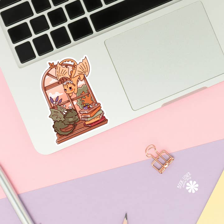 Book Lover Merch Shop - Wholesale Sticker - Bookish Dragon Window Stickers / Bookish Stickers