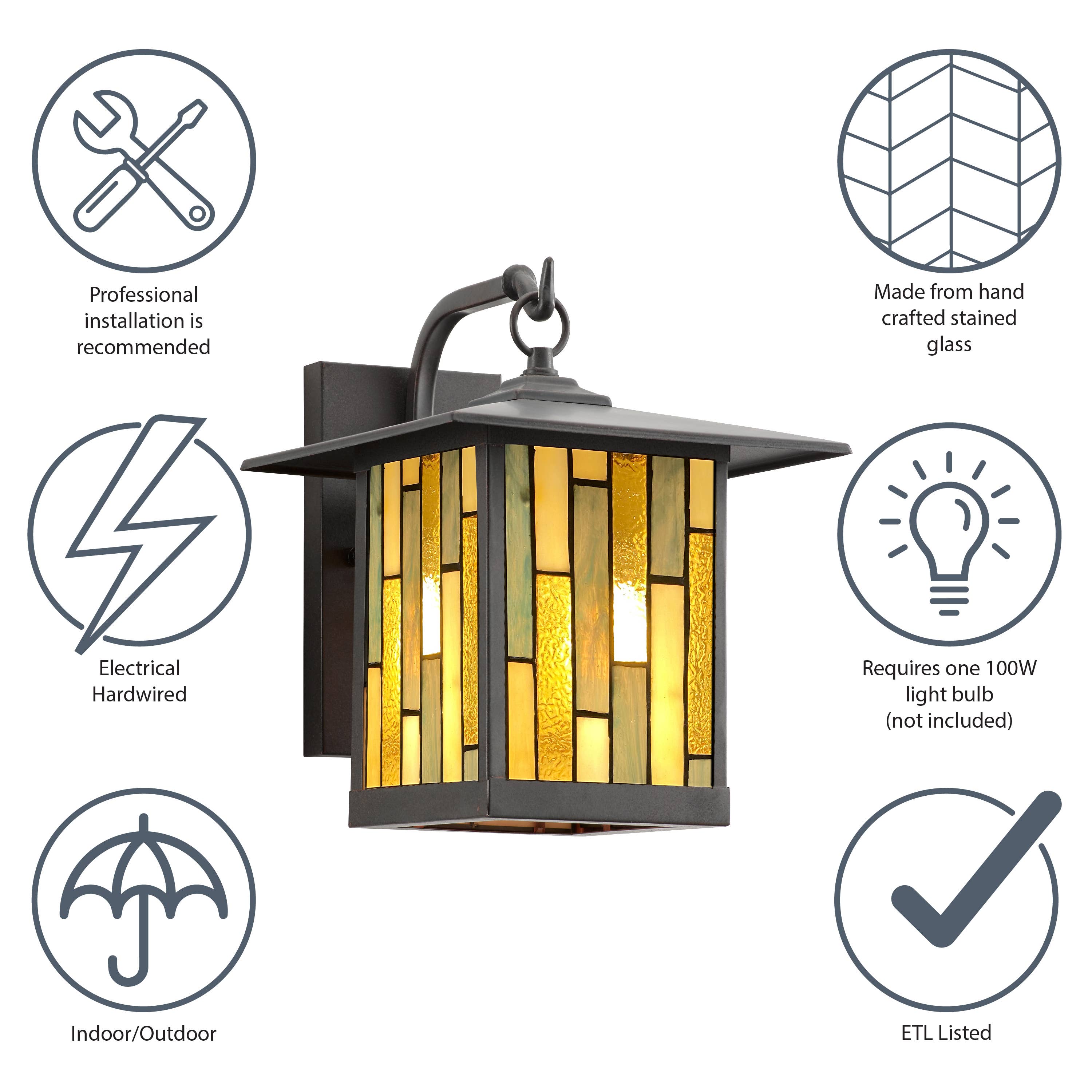 River of Goods - Wholesale Outdoor/Lawn Light - 11.75"H Amber & Gray 1-Light Outdoor Lantern Wall Sconce2