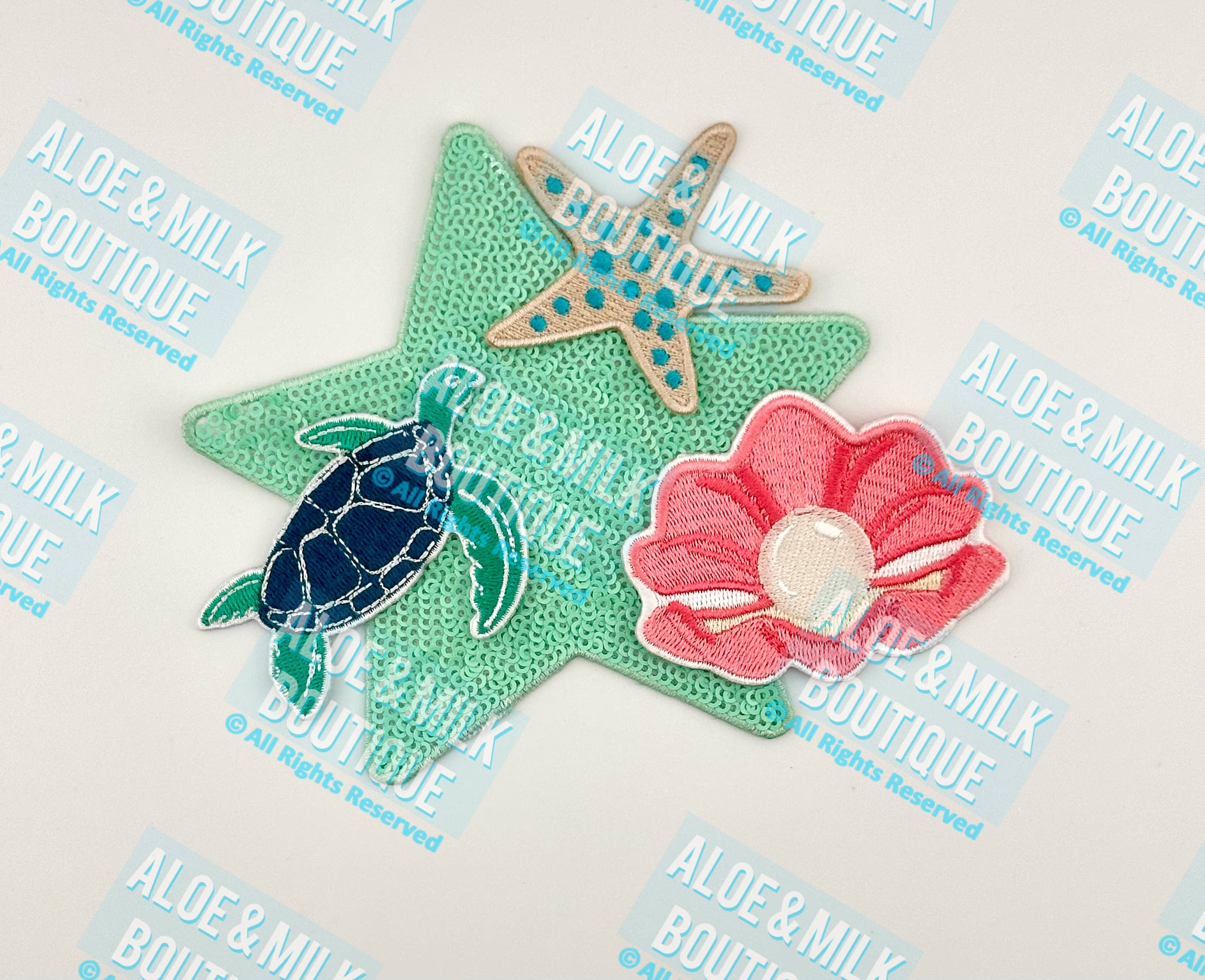 Aloe and Milk Boutique - Vendita all'ingrosso Toppe - Toppa Rosa Conchiglia Marina, toppa oceano, toppe da spiaggia, conchiglia1