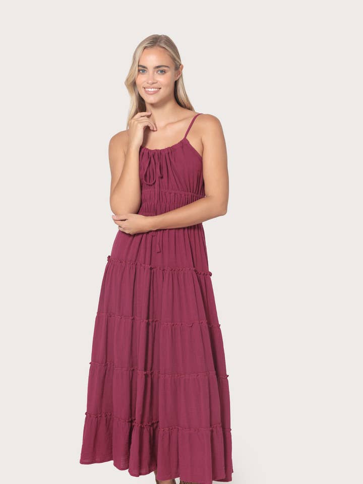 Alexia Dress Berry for wholesale by Lusana