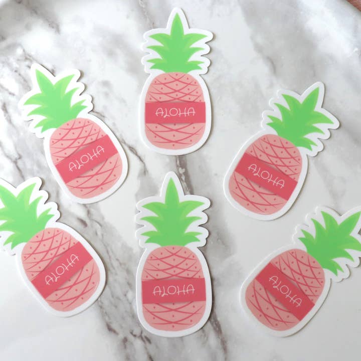 Aloha Pineapple Sticker - Medium for wholesale by Design Jord