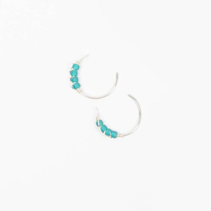 Créoles à perles Moab Western en argent sterling pour la vente par Forai