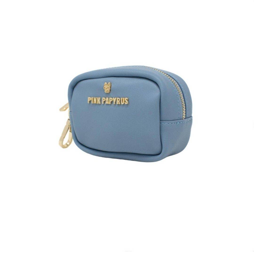 Pink Papyrus | Premium, Durable, & Stylish Dog Products – wholesale Pet poo bag dispenser – Blake Blue Vegan Leather Poop Bag Dispenser And Treat Pouch1