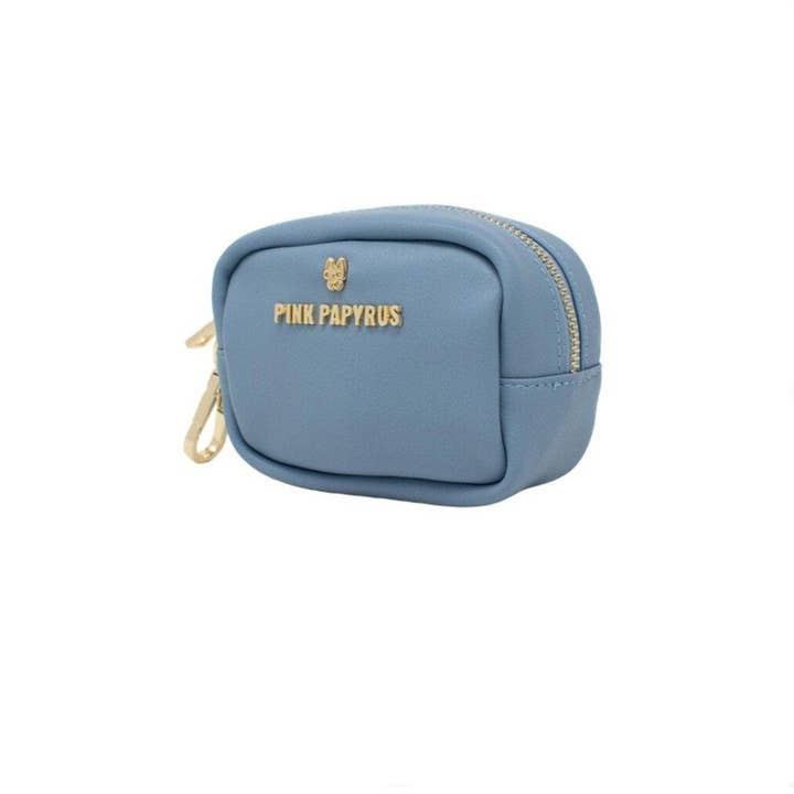 Pink Papyrus | Premium, Durable, & Stylish Dog Products – wholesale Pet poo bag dispenser – Blake Blue Vegan Leather Poop Bag Dispenser And Treat Pouch1