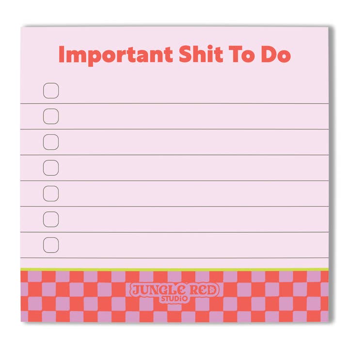Important Shit To Do List 90s Retro Checkerboard Sticky Note for wholesale by Jungle Red Studio
