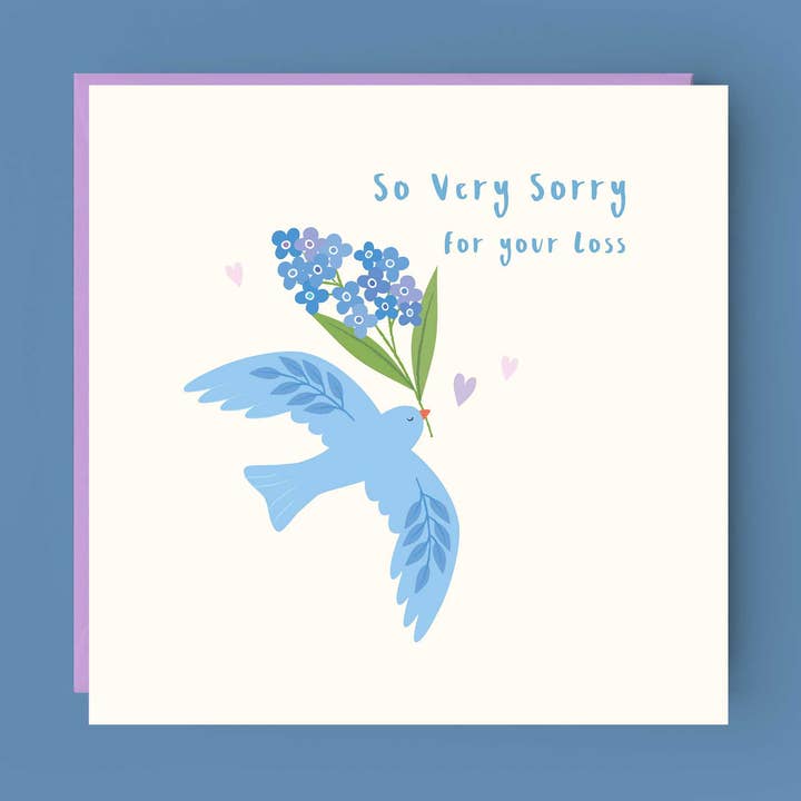 'So Very Sorry for your Loss ' Blue bird Sympathy Card for wholesale by Klara Hawkins