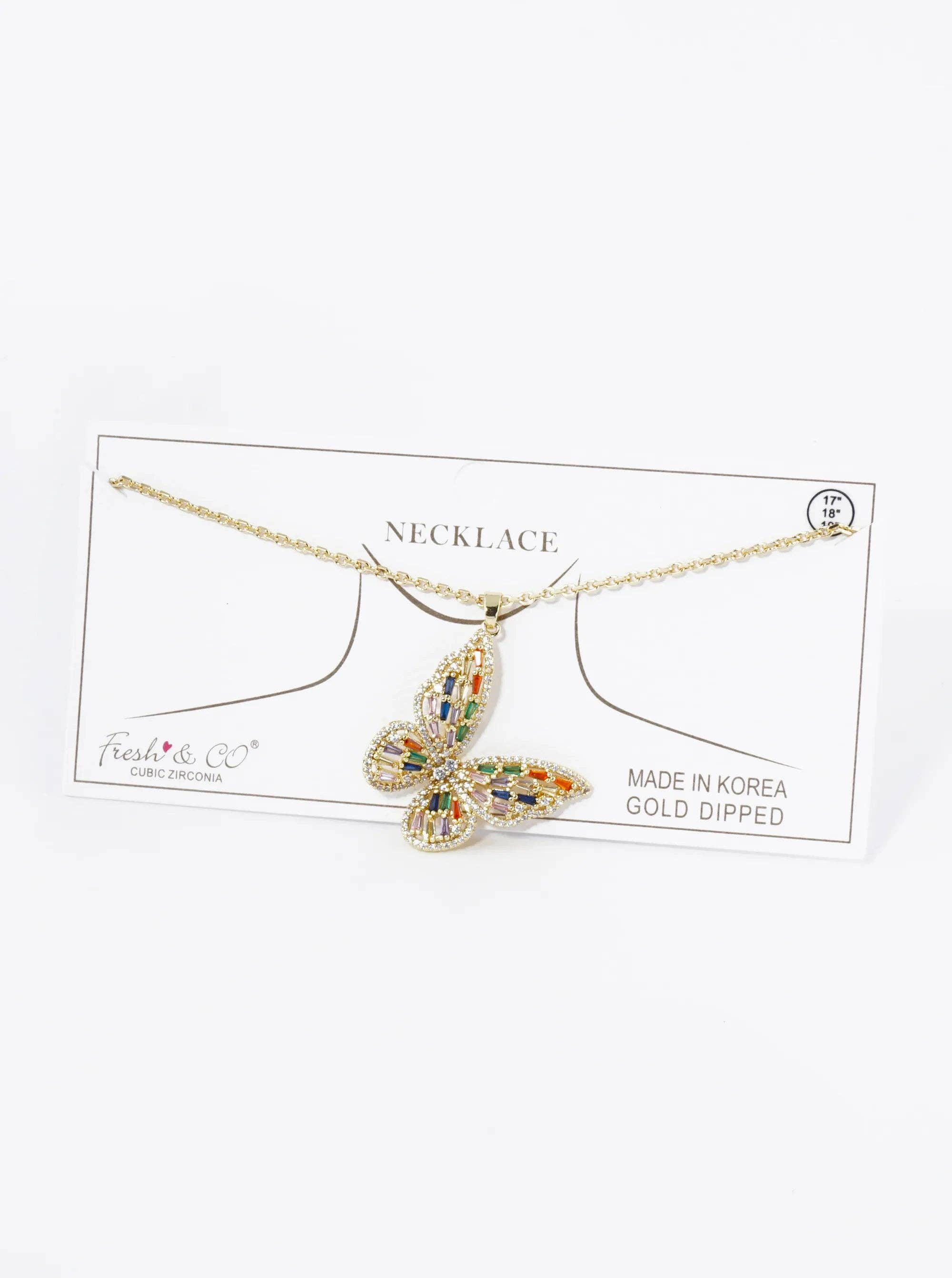 Wild Honey - Wholesale Pendant/Charm Necklace - 18K Gold Dipped Cz Butterfly Pendant Necklace5