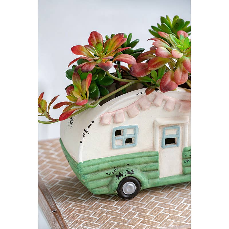 A&B Home Group Inc. - Wholesale Plant Pot - 8.5x4x6" Crm Camper Planter,Wh/Gr 6EA/CTN5