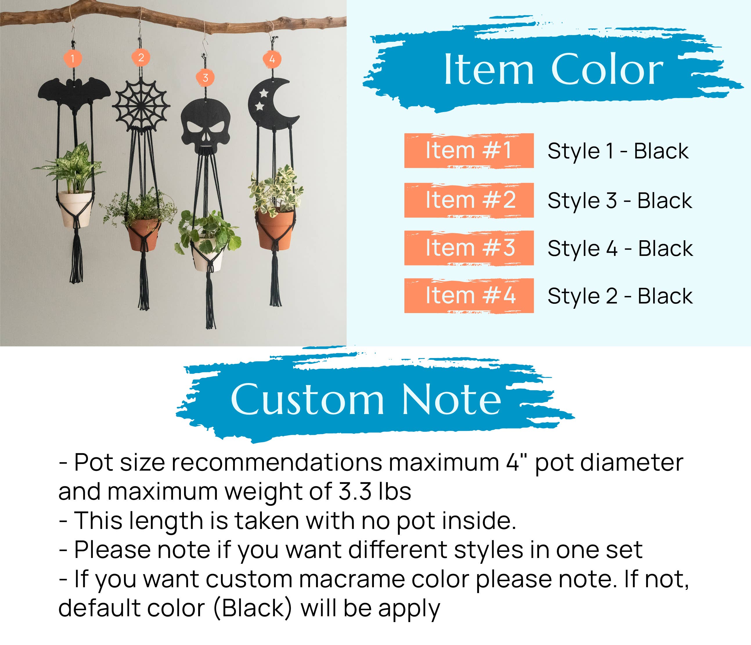 BeanDaikon – Engroshandel Hængende plantekasse – Gotisk Macramé Planteophæng Halloween Dekoration I984