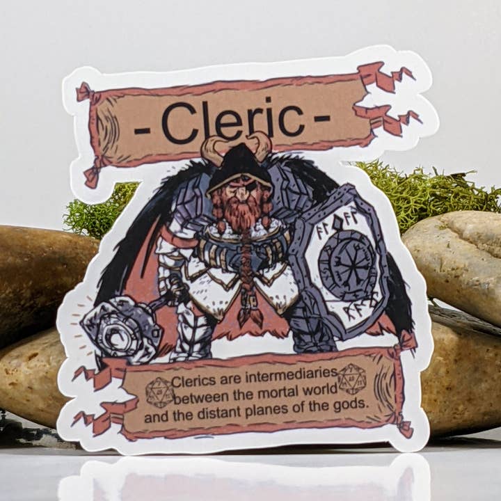 Cleric Tabletop RPG Class Sticker - 2.5" for wholesale by Mimic Gaming Co