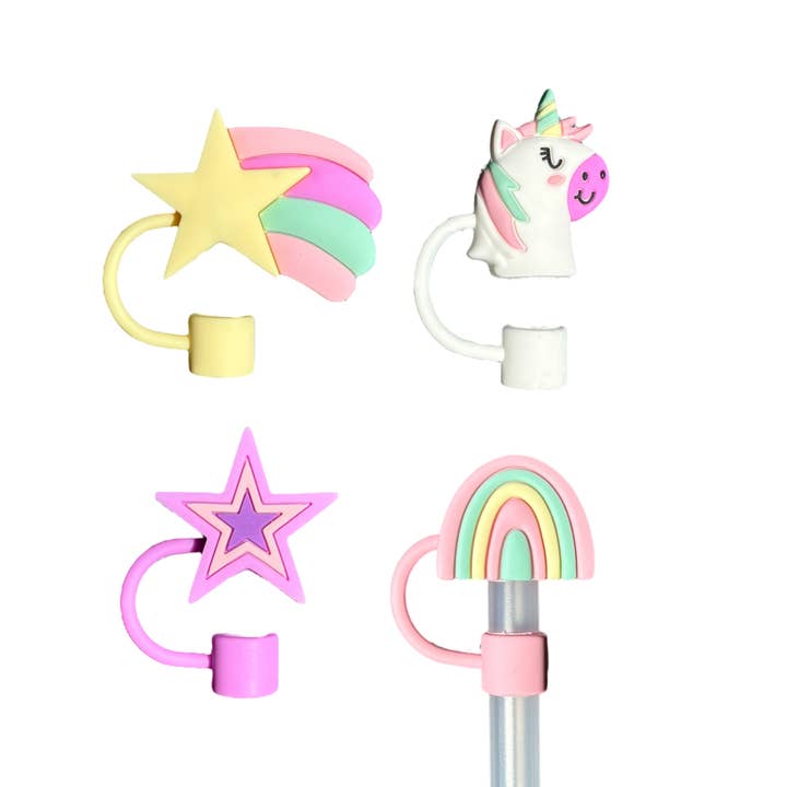 Unicorn Straw Toppers (4 PK) for wholesale by CharCharms
