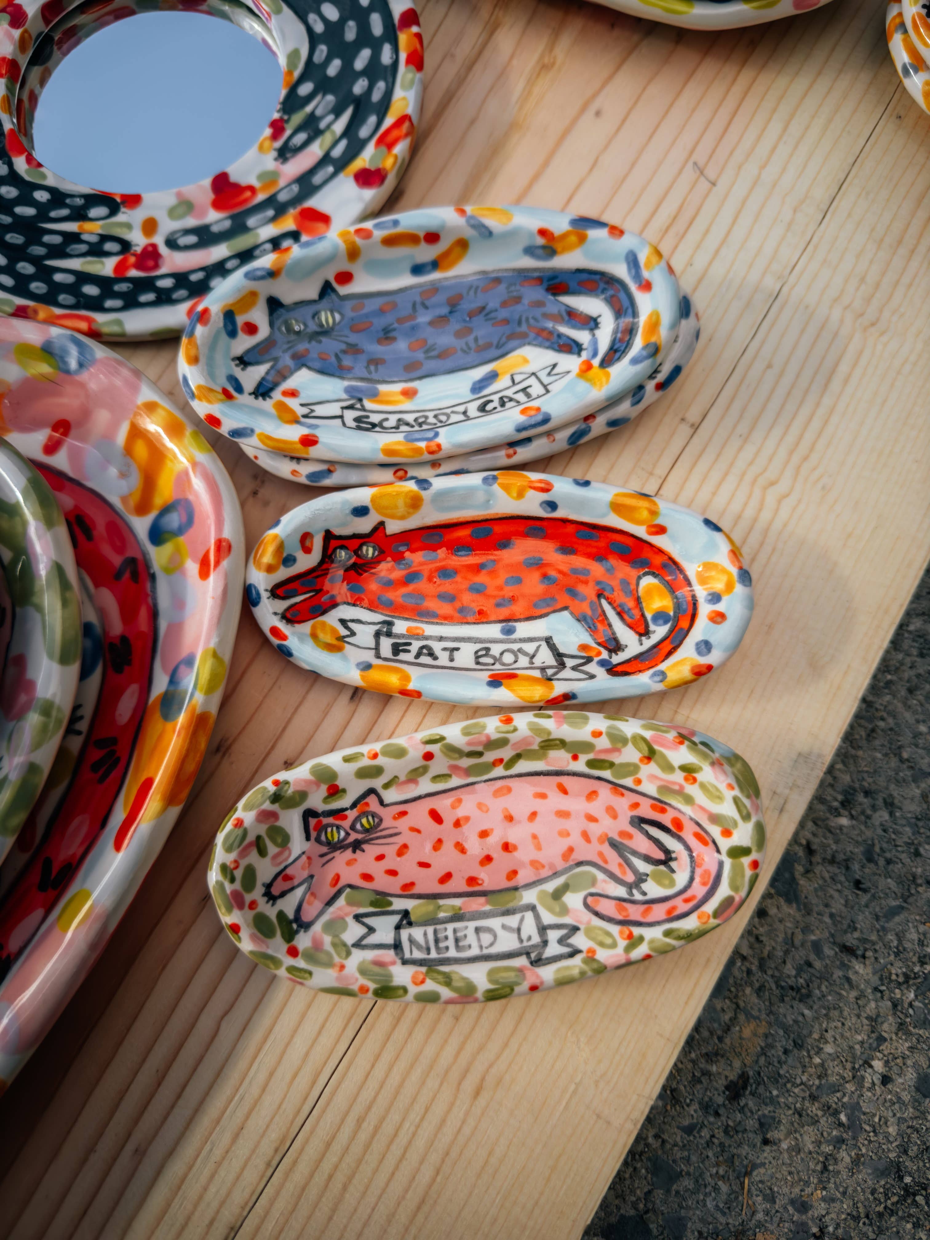 By Bianca Rae - Wholesale Decorative Plate/Dish/Bowl - Maximalist Cat Plate Oval In 5 Sizes4
