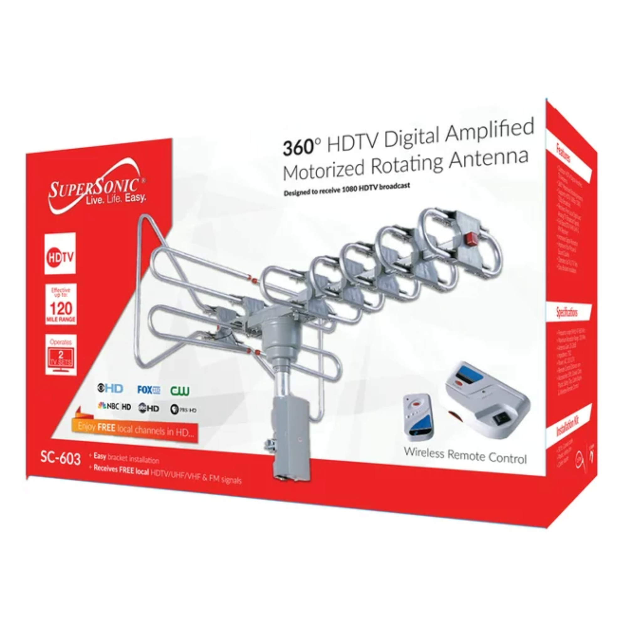 JupiterGear Home - Wholesale Small/Handheld Appliance - Supersonic 360-Deg. HDTV Digital Amplified Motorized Antenna2