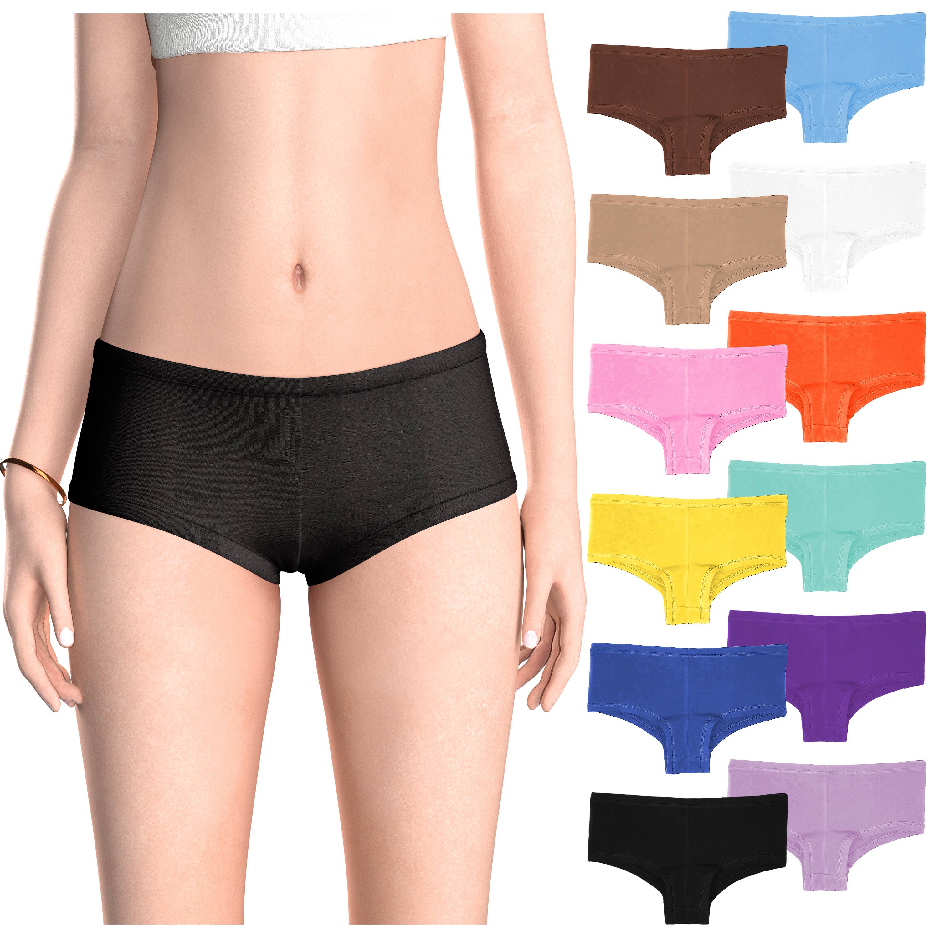 I-Wear Brands - Vendita all'ingrosso Intimo - Donna - Confezione da 12 slip da donna Basic Boyshort in cotone9
