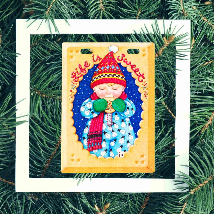 LaserMach - Wholesale Ornament - Mary Engelbreit "Life is Sweet" Wood Holiday Ornament