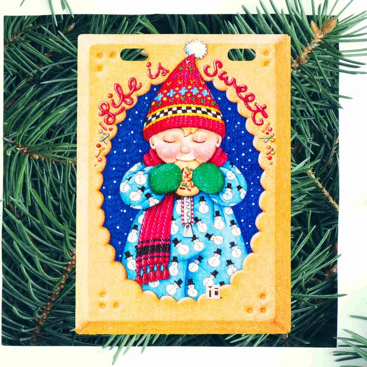 LaserMach - Venta al por mayor Adornos - Adorno navideño de madera «La vida es dulce» de Mary Engelbreit0