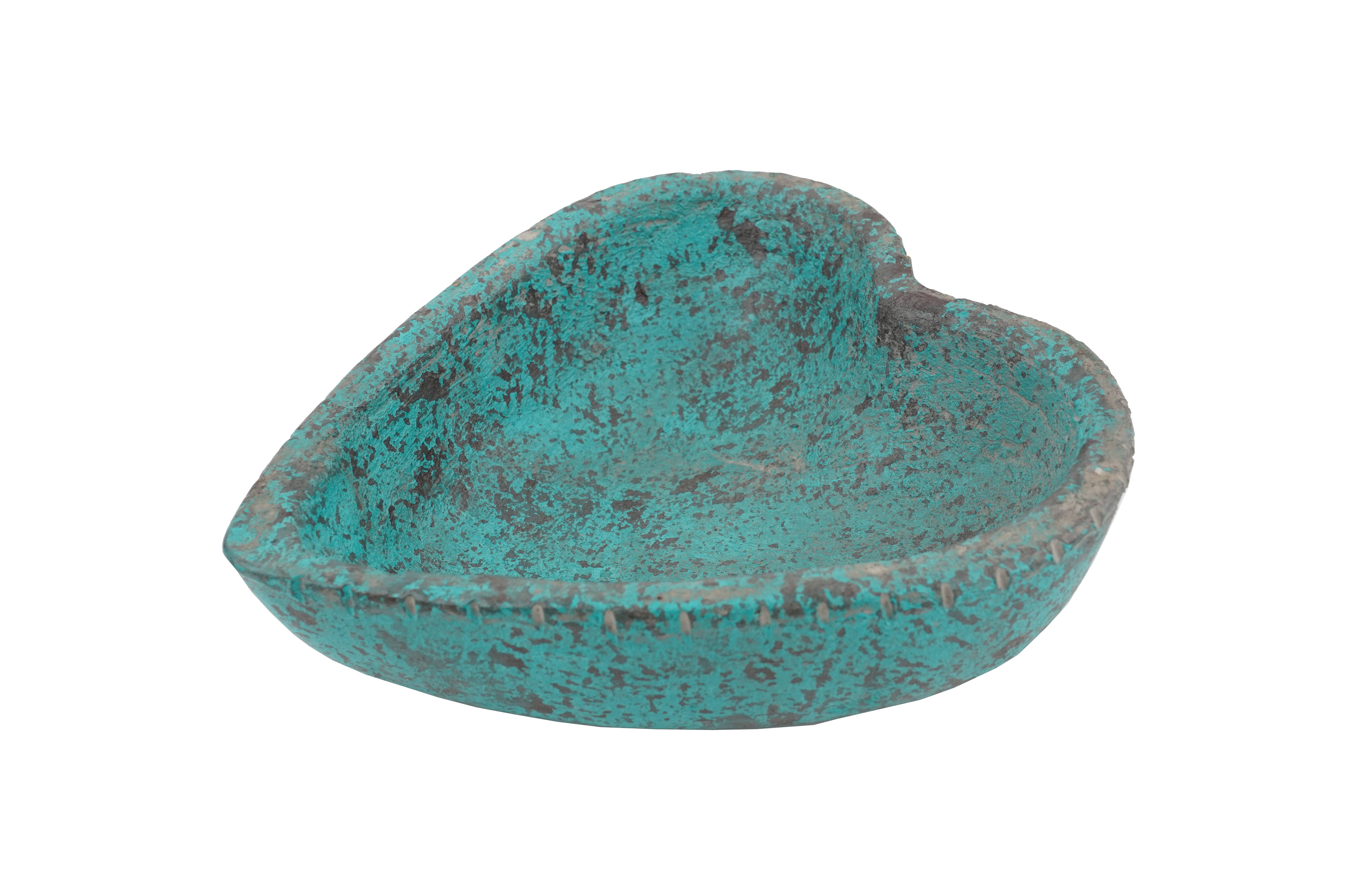 My Amigos Imports - Wholesale Candle Holder - Simple Heart Candle Clay Vessel-Gorgeous-Turquoise3