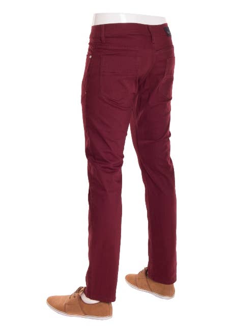 Burgundy SKINNY STRETCH TWILL JEANS HB-1028 for wholesale on Faire1