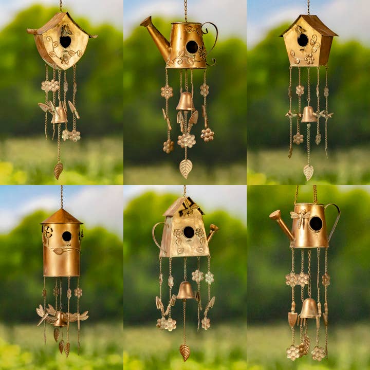 Zaer Ltd. International - Wholesale Wind Chime - Hanging Birdhouse Wind Chimes - 6 Assorted Styles