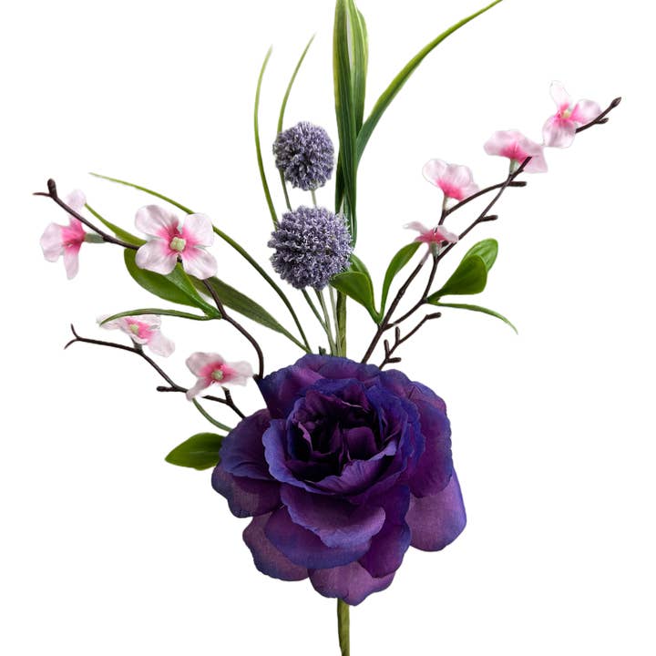 Trendy tree - Wholesale Artificial Flowers - 16" Purple Rose Pick 63543PU0