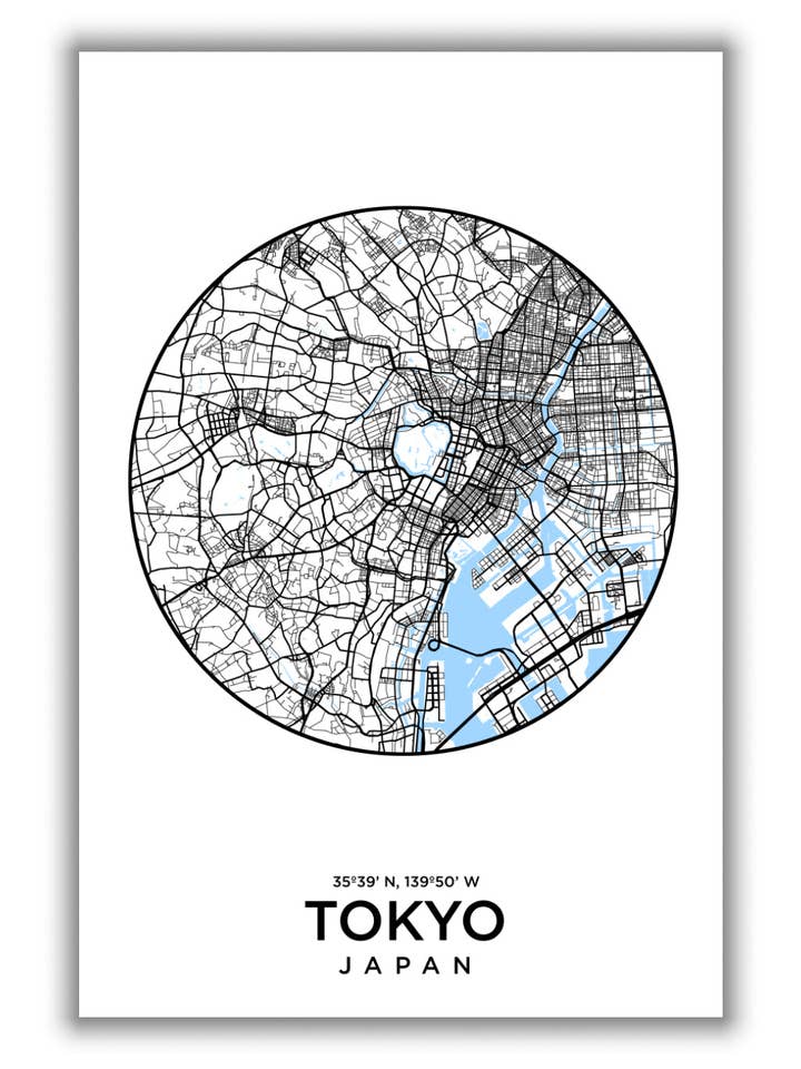 Kort over Tokyo for engroshandel hos Stanley Print House