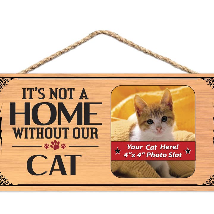 Het is geen huis zonder de fotolijst van My Cat Wood Sign voor wholesale door Imagine This Company