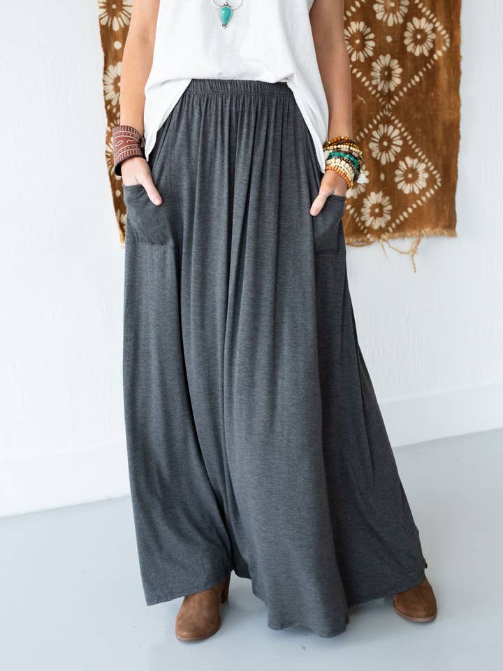 Three Bird Nest - Vente Jupe – femme - La jupe longue à poches parfaite - Anthracite0