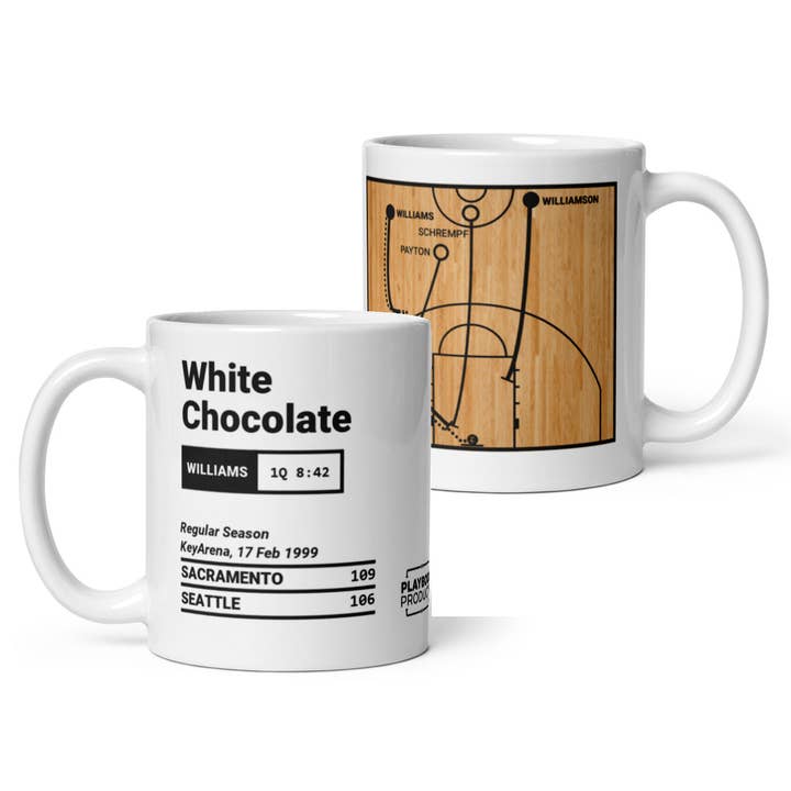 Mug Greatest Plays des Sacramento Kings : chocolat blanc (1999) pour la vente par Playbook Products
