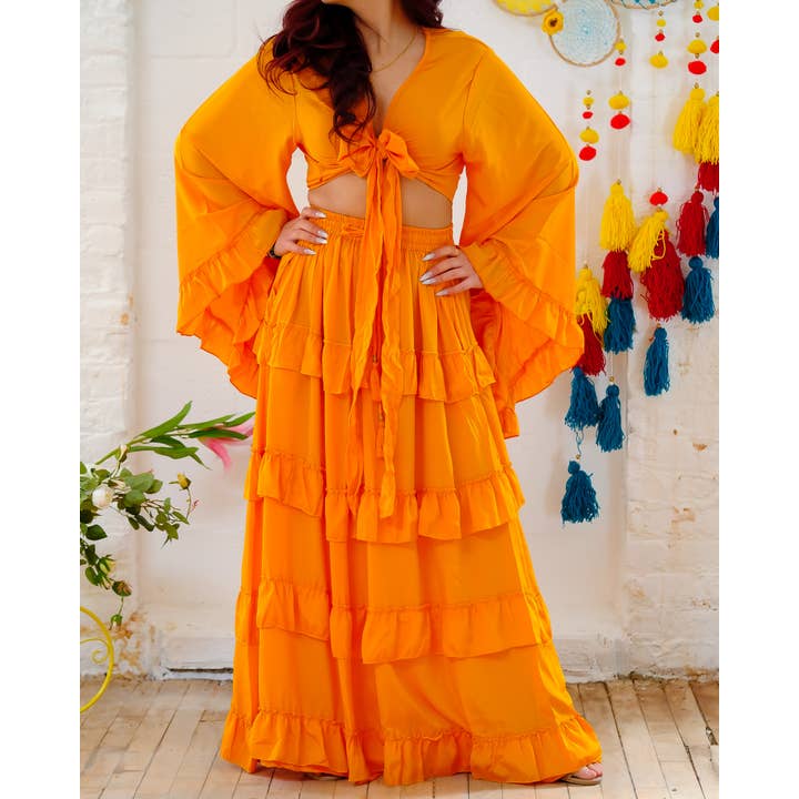 Flowy Tiered Kjolset med volangärm för wholesale av Karma Nepal Crafts