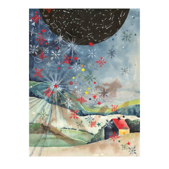 Biglietto di auguri «Stelle e fiocchi di neve» 5x7 con busta per la vendita all'ingrosso da parte di Fain House