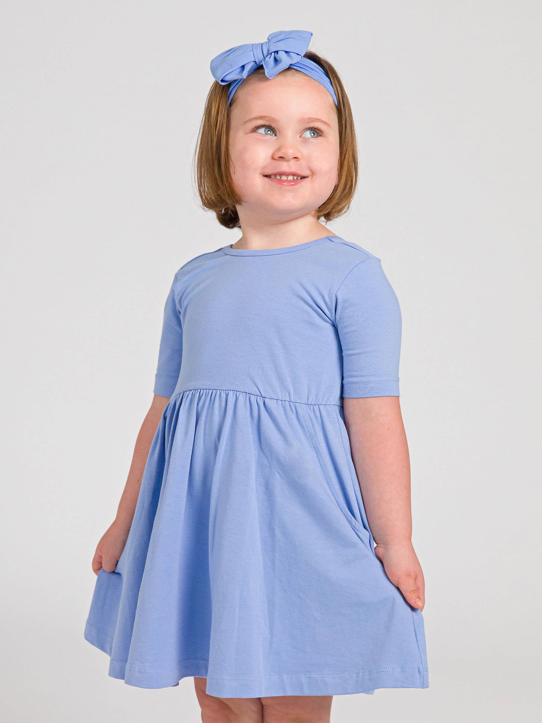 Girls Periwinkle Blue Big Bow Headband for wholesale on Faire3