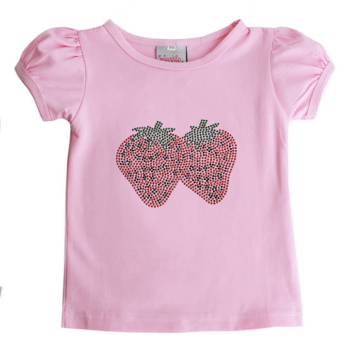 Red Studded Strawberry Puff Sleeve Shirt for wholesale by Sparkle Sisters by Couture Clips
