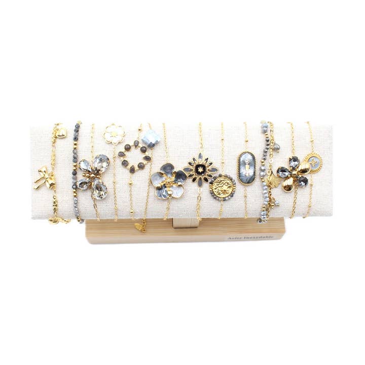 Pakke med 12 armbånd i stål - grå for engroshandel hos Reference Mode