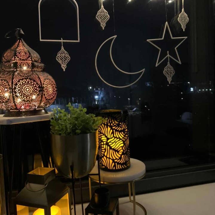 Islamic Moments - Wholesale Ornament Set - Laser Cut Crescent, Star & Arch Hanging Shapes, Ramadan Decorations, Eid Decorations, Eid Decor - LCA 06