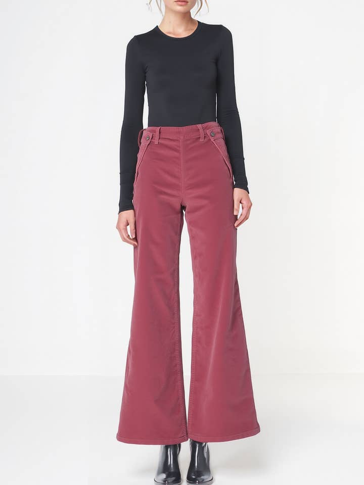 Dina High Waisted Wide Corduroy In Deep Merlot for wholesale by Noend Denim