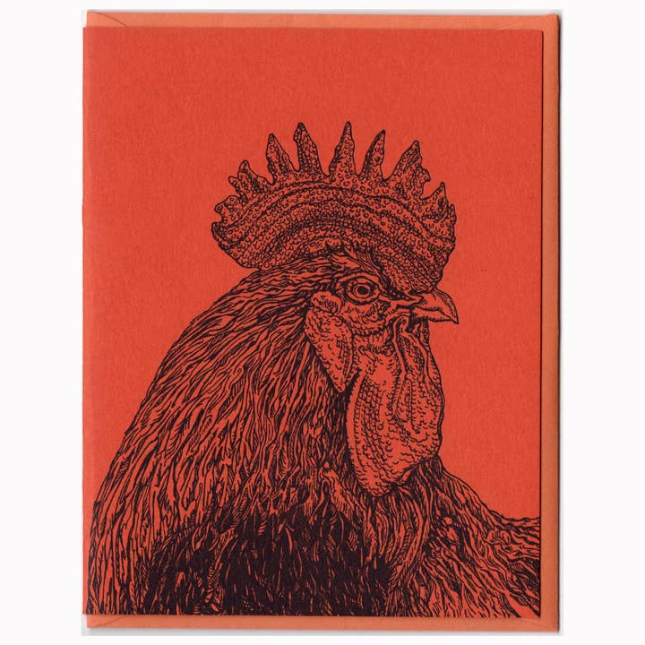 Tarjeta tipográfica Welsummer Rooster para venta al por mayor de Dandy Lion Press