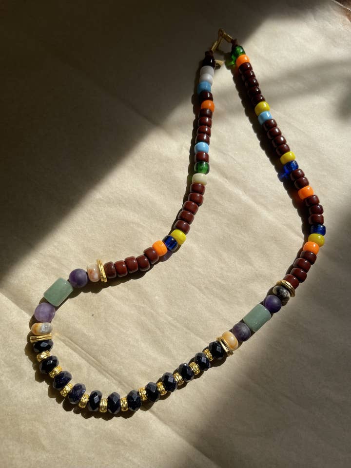 MALLORCA NECKLACE BLUE GOLDSTONE for wholesale by SUNNYDAZE JEWELRY