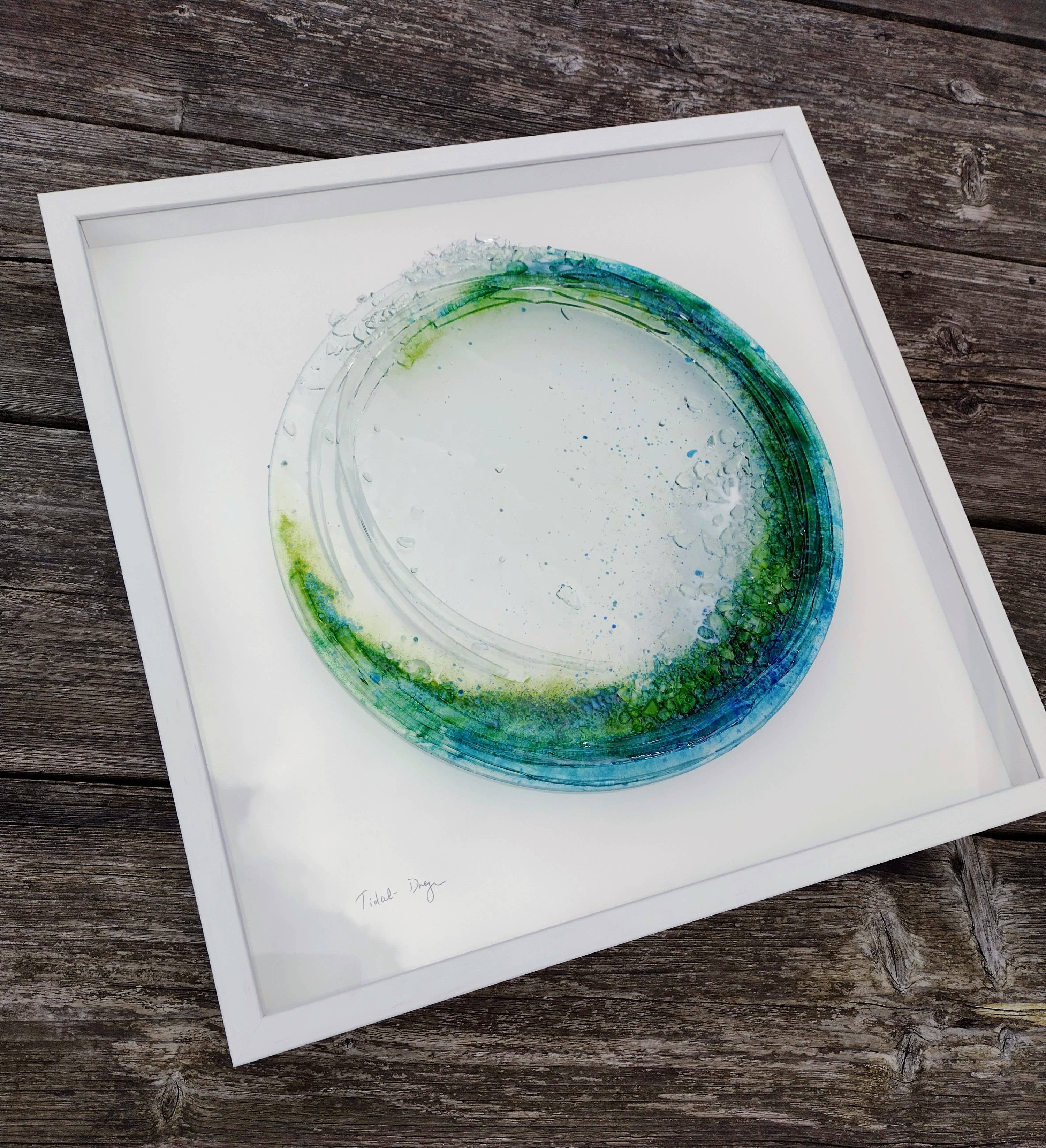 Dreya Glass - Wholesale Wall Accent - Framed Fused Glass Large Tidal Wave (Round) Wall Art3