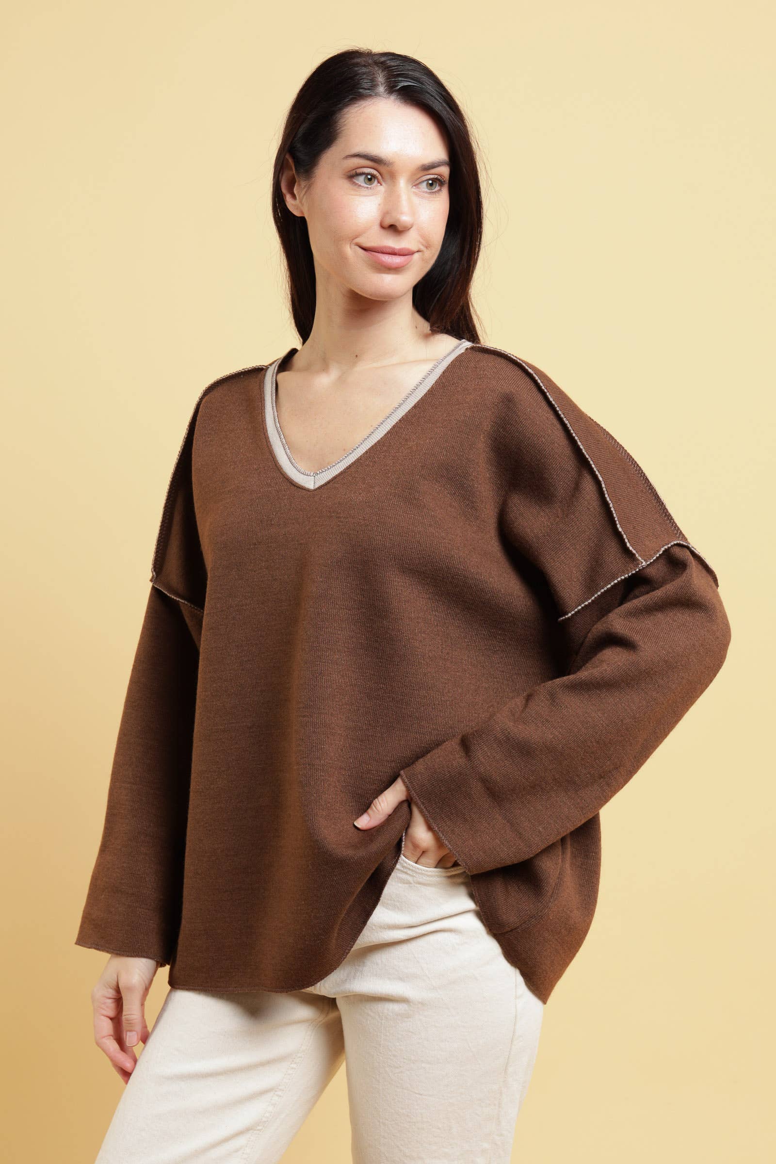 Mimi & Gogo – wholesale Sweatshirt – Women's – Thick V-Neck Sweatshirt @7514_ThickVSweatshirt11