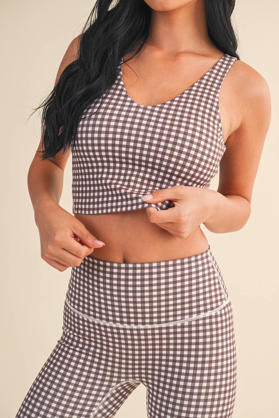 KIMBERLY C - Wholesale Sports Bra - Women's - Gingham Print Aligned Performance Cropped Tank Top30
