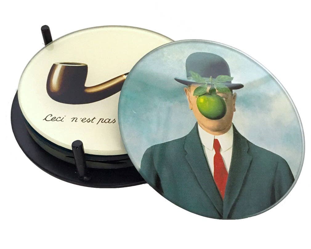 Museum Wholesale Inc - Wholesale Coasters - Magritte Surrealism Paintings Bar Drink Glass Coasters Set of 42