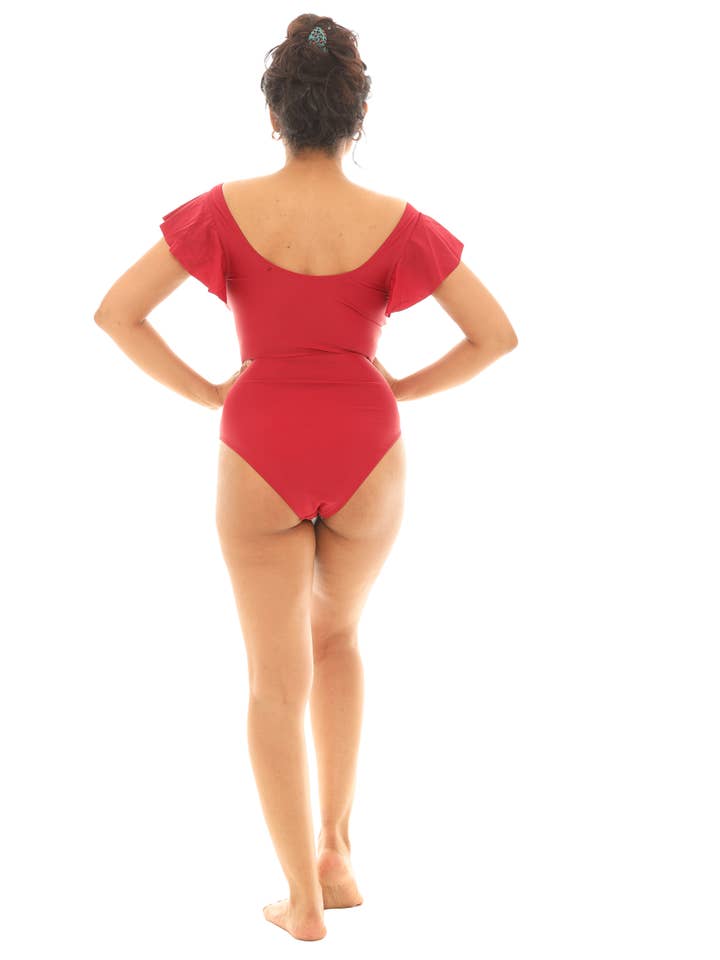 Shoreline Wear. INC - Wholesale One Piece Swimsuit - Women's - Elegance Flutter Sleeve One-Piece Swimsuit