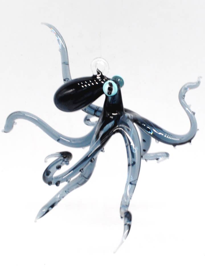Poulpe Suspendu - Gris pour la vente par WGK Glass Art Inc