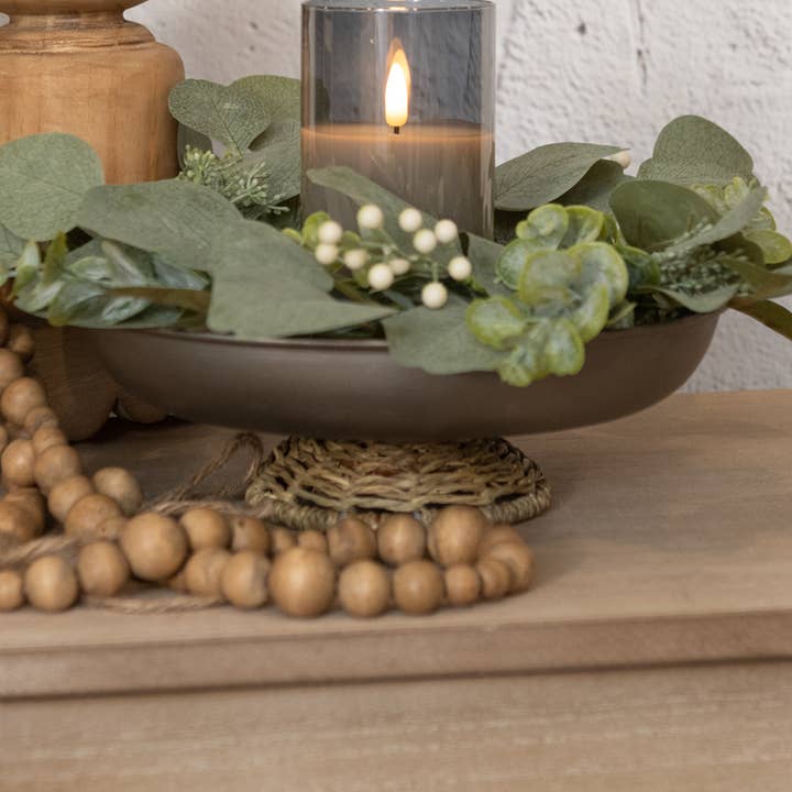 10" METAL AND GRASS PEDESTAL STAND for wholesale by Ragon House