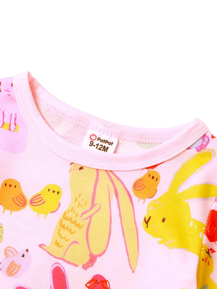 PatPat - Wholesale T-Shirt - Baby - Baby Girls Easter Childlike Rabbit Tee3