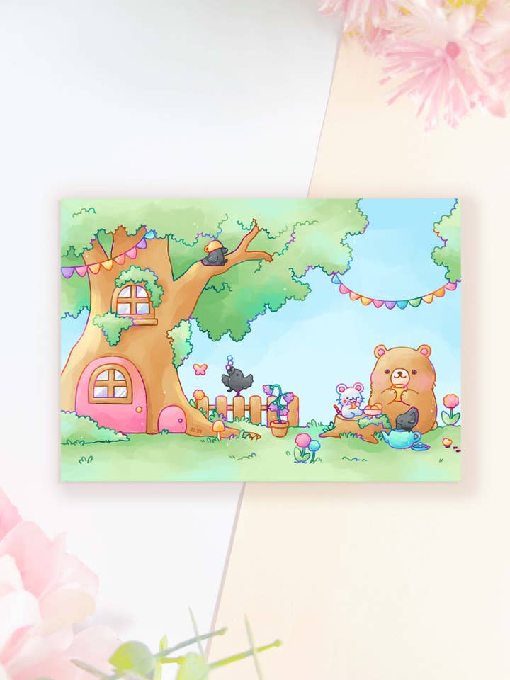 A Beary Sweet Afternoon Print for wholesale by Shiku Designs