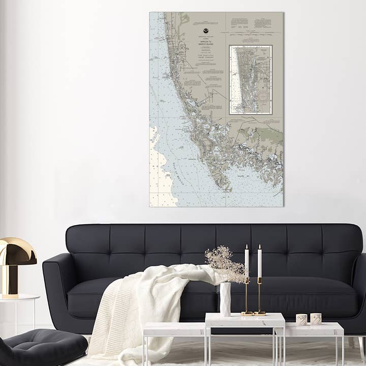 Carte nautique du golfe de Floride de Naples à Marco Island pour la vente par The Nautical Chart Co.