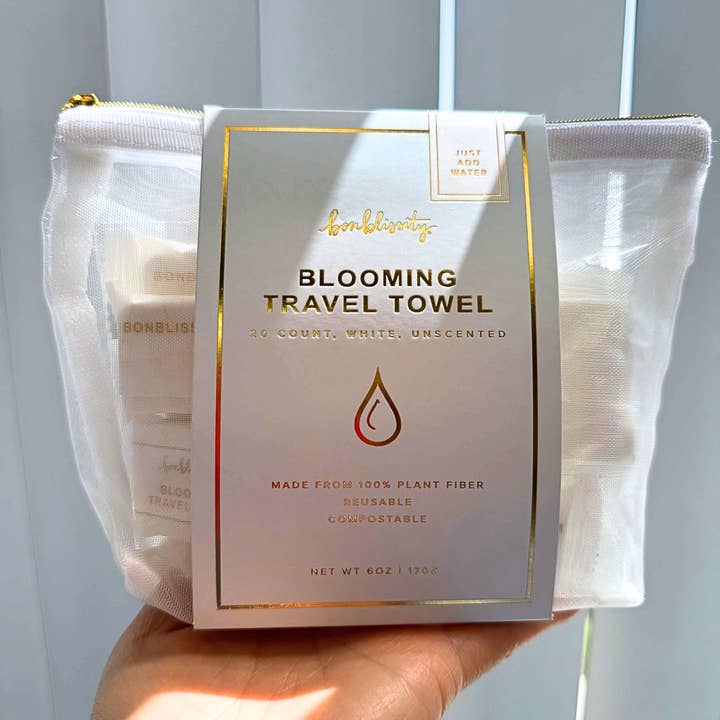 Bonblissity - Wholesale Bath Towel - Blooming Travel Towel (1 case/6 pouch/20 towels ct)